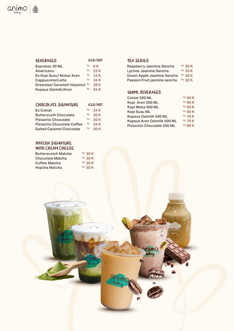 Animo Bakery - Menu Minuman
